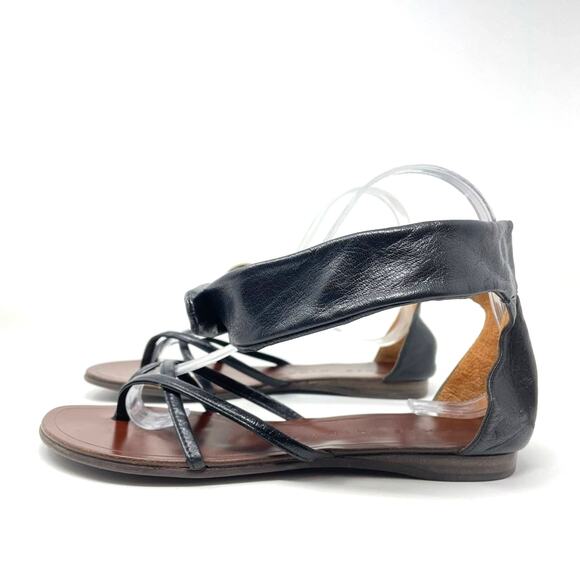 Chie Mihara | Black Strappy Sandals Leather Ankle Strap 6.5 new! - Picture 1 of 8
